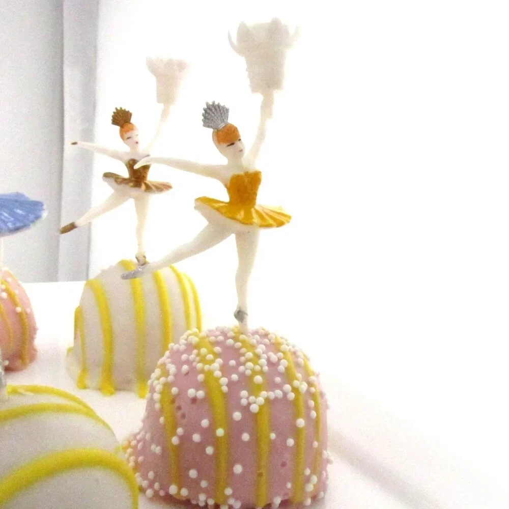 Vintage Ballerina Cake Topper Dancer Candle holder Retro Party Cupcake Birthday